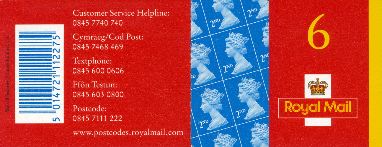 2001 GB - MA1 £1.14 - 6 x 2nd Class Plain Booklet